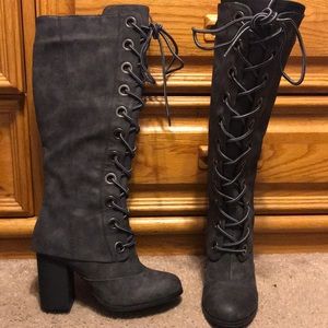 Dark gray lace boots